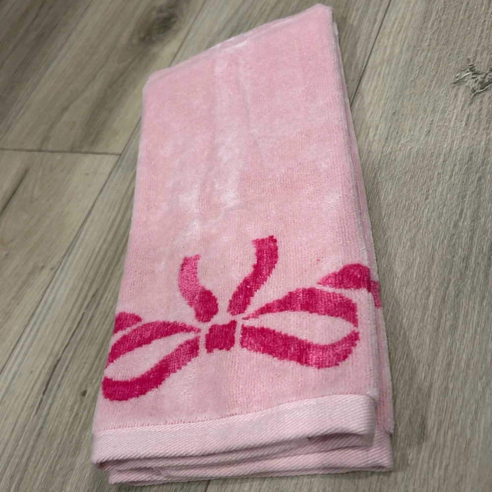 Juicy Couture Pink Hand Towel with Ribbon Accent